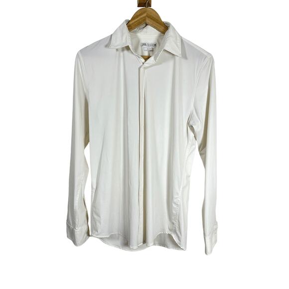 Zara silky smooth button up blouse work career womans Small GUC - Picture 1 of 10